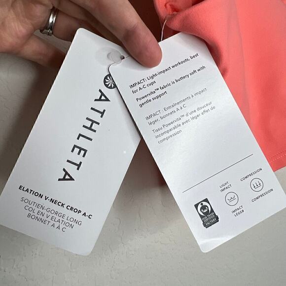 NWT Athleta Cropped Top / Longline Bra Medium Elevation V-Neck  A-C Sunset Glow - Picture 6 of 8